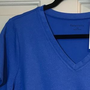 Relativity 1x Beautiful blue shimmer v neck